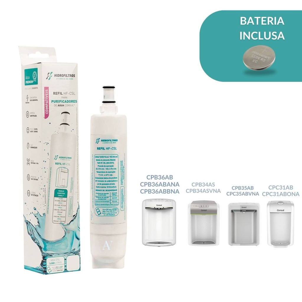 Refil Hf-csl Purificadores Compatível Consul Cpc 30-cpb 34 +