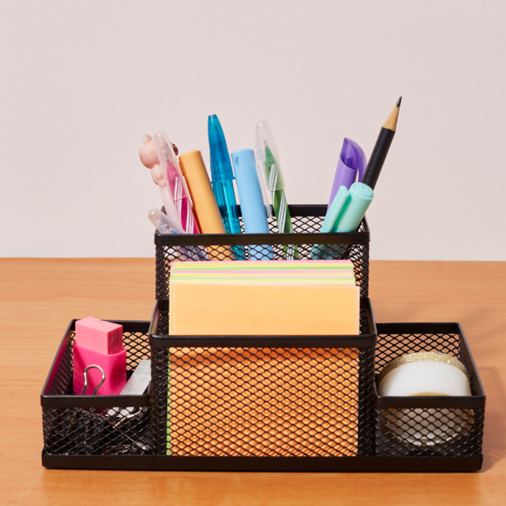 Cesta Porta Lápis Canetas Organizador De Metal Telado Para Escritório Multiuso Universal Top Útil