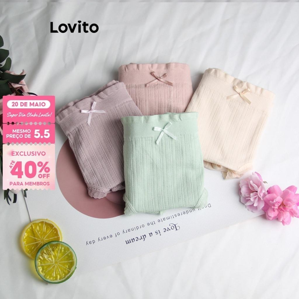 (Trendy) Lovito Calcinha Casual Calcinha Básica Lisa Para Mulheres LNA34063 (Multicolorido) em Oferta na Shopee