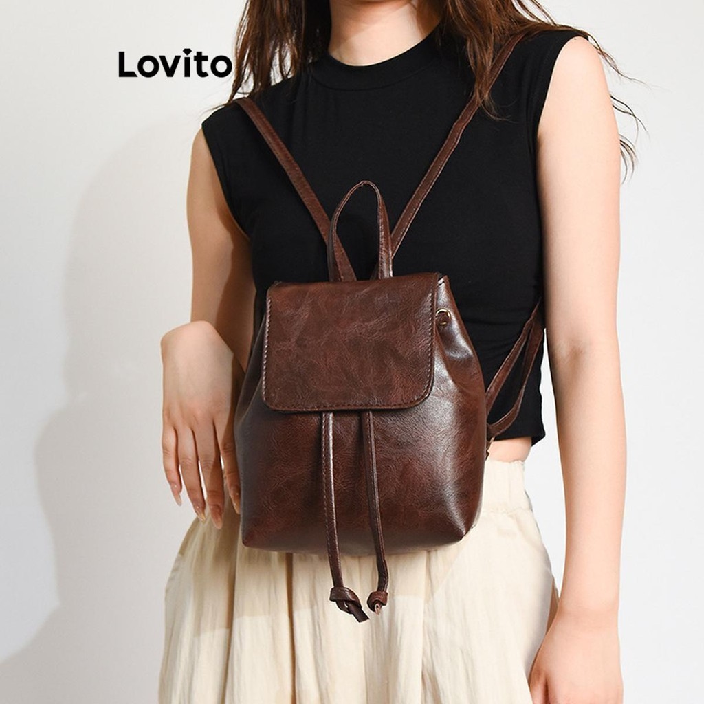 (Trendy) Lovito Mochila Casual Simples Versátil Para Mulheres LFA23192