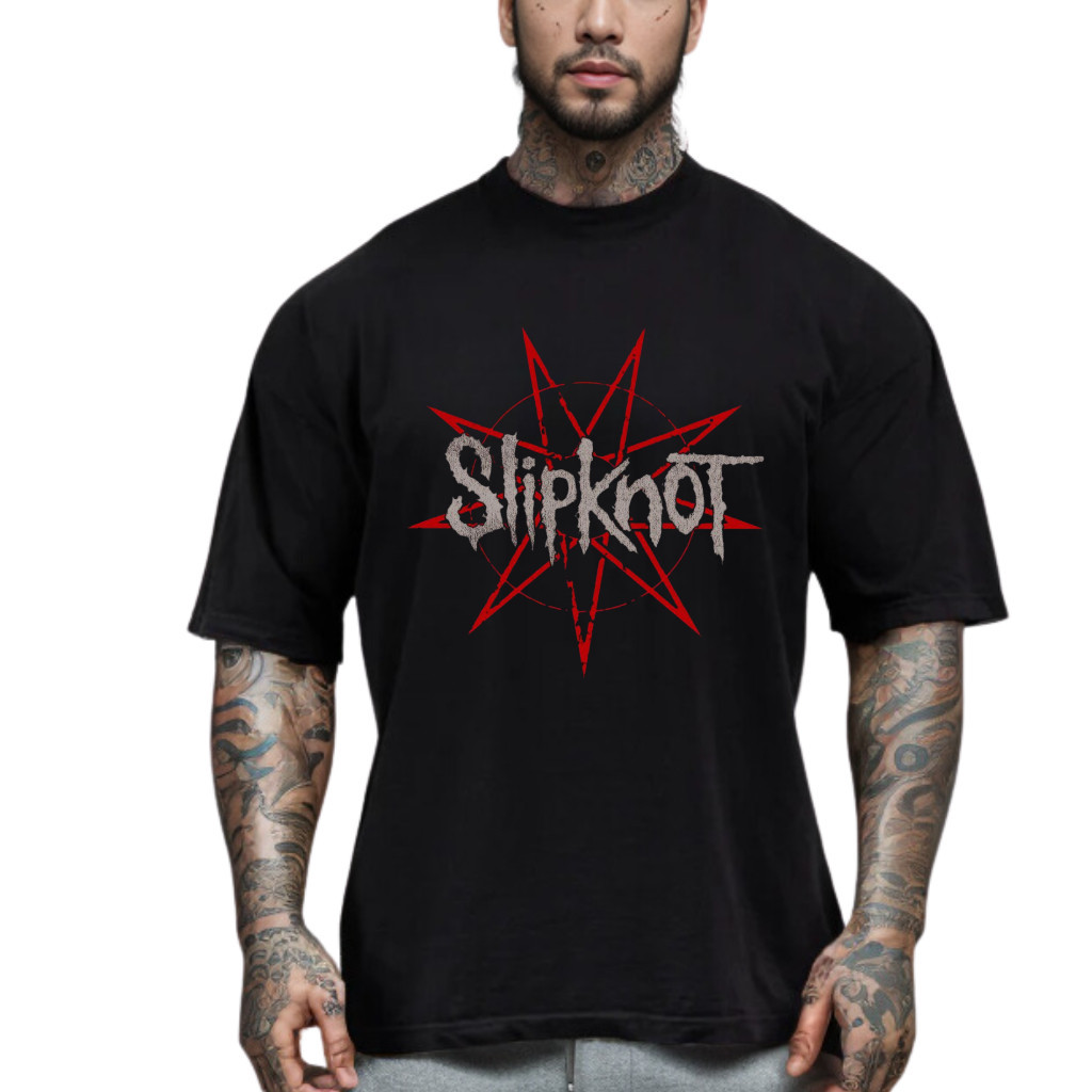 Camiseta Premium em Algodão Puro Camiseta Oversized Slipknot Streetwear Show Camisa Larga