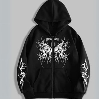 Moletom Ziper Tribal DARK  Borboleta e Mangas Estilizadas Moda Alternativa em Oferta na Shopee