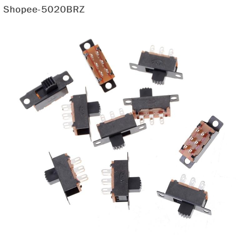 [THEBR] 10 Pcs 2 Posição DPDT 2P2T Montagem Em Painel Interruptor Deslizante Vertical 6 Pinos 0.5A 50V DC [BR]