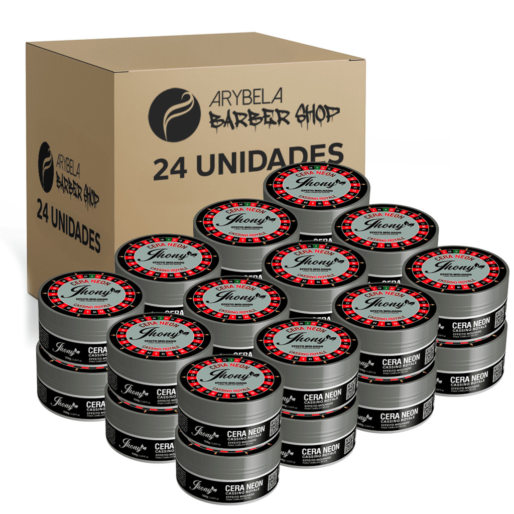 PACK 24 UN - CERA MODELADORA NEON CASSINO ROYALE EFEITO MOLHADO 150G - JHONY BARBER