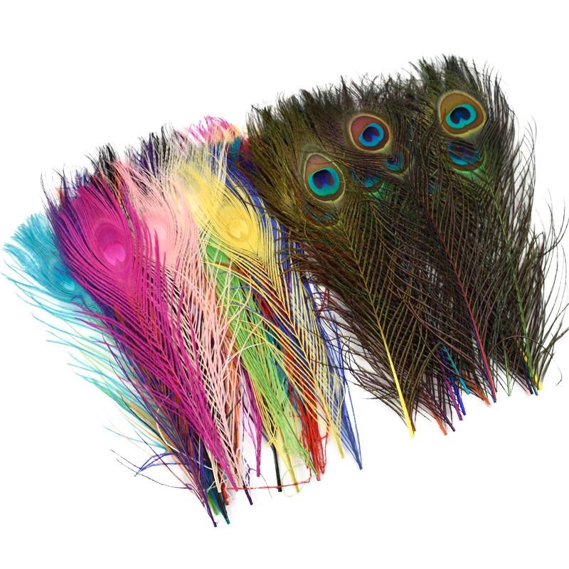 10 Pçs/Lote Prime Pena De Pavão Colorida 25-30cm/10-12 " Grandes Penas Naturais Pretas Para Artesanato Fazer Jóias Vasos