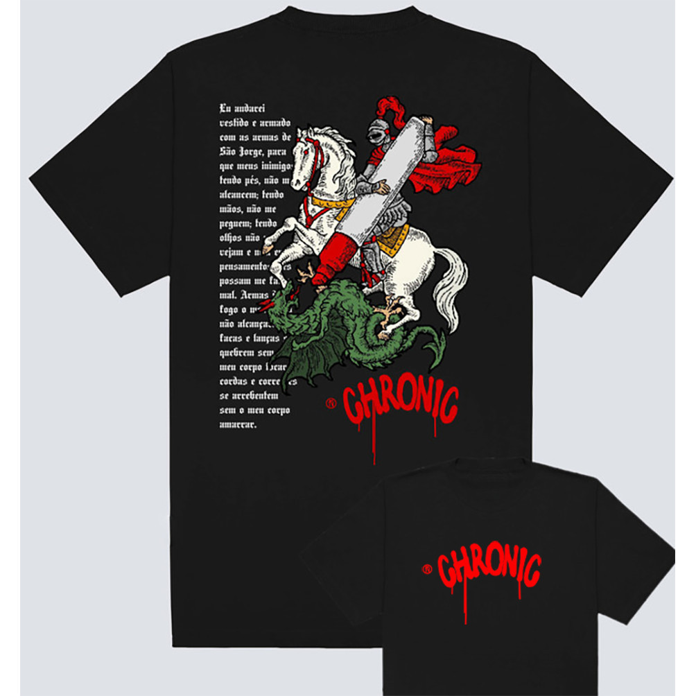 [Camiseta Premium em Algodão Puro]GXG Camiseta Chronic Plus Size Big São Jorge Streetwear Blusa Estampada Camisa Masculi