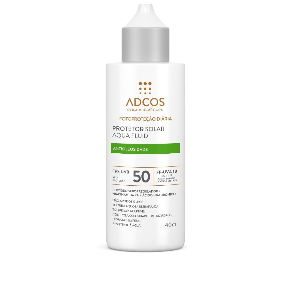 Protetor Solar Adcos Aqua Fluid FPS 50 Antioleosidade 40ml - Beauty