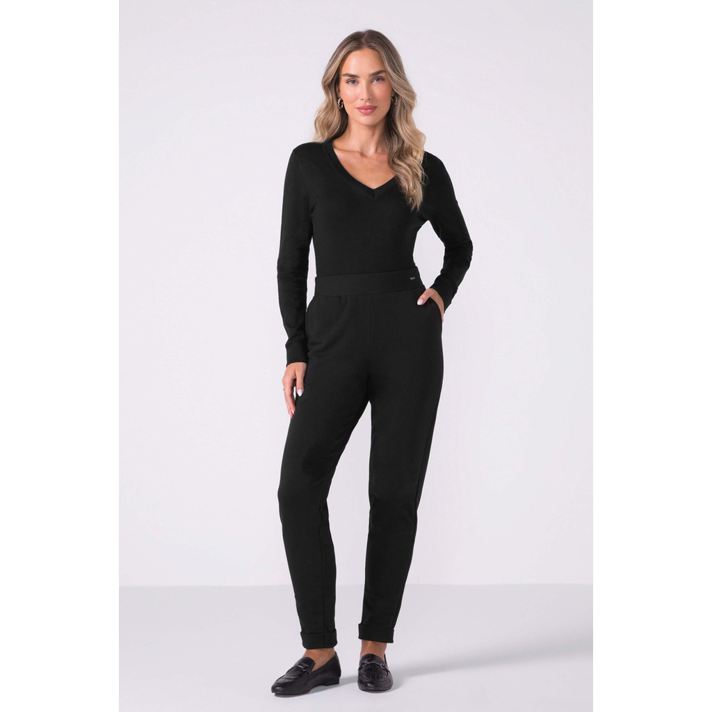Calça Feminina Básica Molecotton Marialícia Preto - Women Clothes