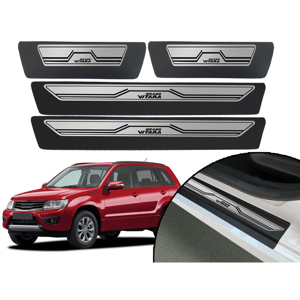 Jogo De Soleira Porta Adesiva Modelo Aço Escovado Suzuki Grand Vitara 2008 2009 2010 2011 2012 2013 2014 2015 2016 2017