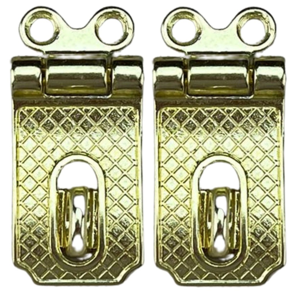 Fecho Porta Cadeado em Metal Dourado 4x2cm Kit com 2 peças Acessório Decoração Artesanato Ferragem