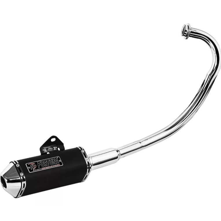 Escapamento Suzuki Intruder 2002-2016 F1 Mini Tri Fortuna Preto/Cromado + Selo do Inmetro
