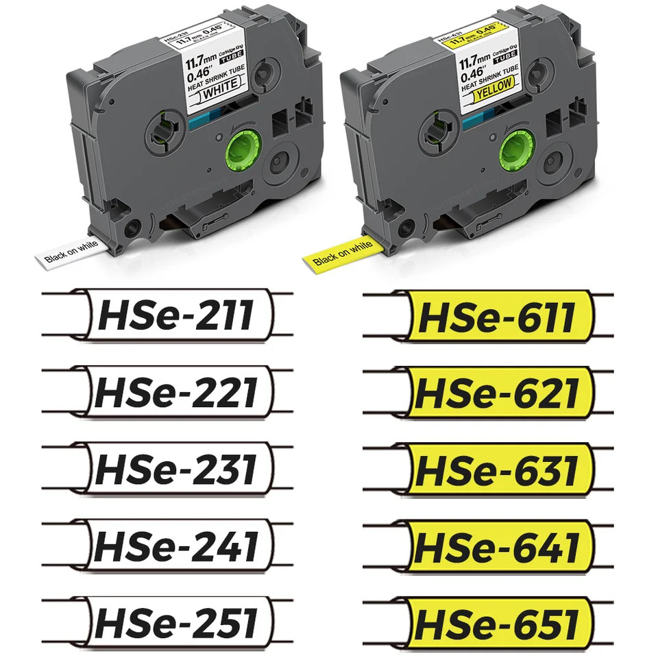 Fita Tubo termo retrátil compatível Hse-231, 211, 221, 231, 241, 1, 611, 621, 631 Yellow em Oferta na Shopee