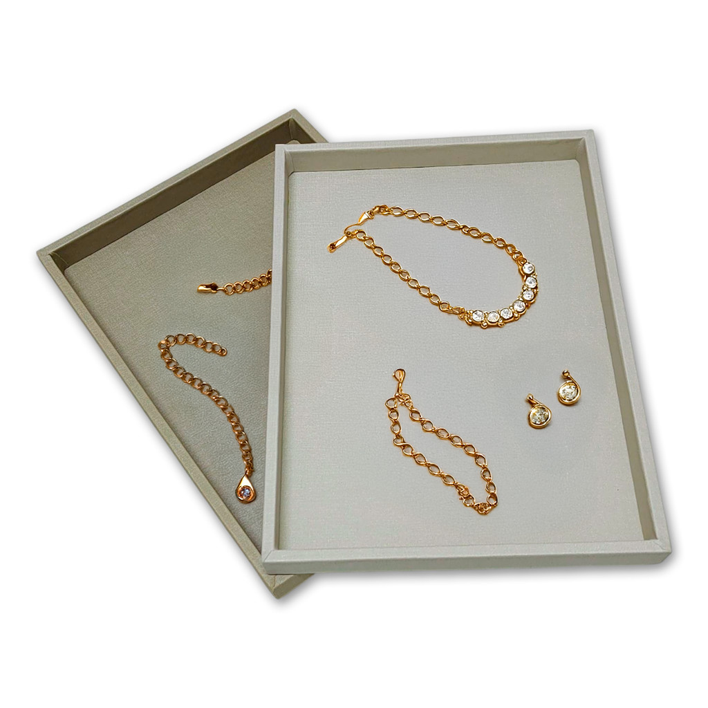 Bandeja Organizadora Gaveta Demonstração Vendas Mostruário Joias Bijuterias Dourado Offwhite em Oferta na Shopee