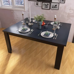Mesa de Jantar com Tampo Retangular em Madeira