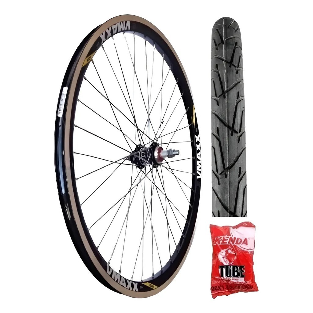 1 Roda Vmaxx Aro 26 Vbrake, Raio Grosso + 1 Pneu + 1 Câmara.