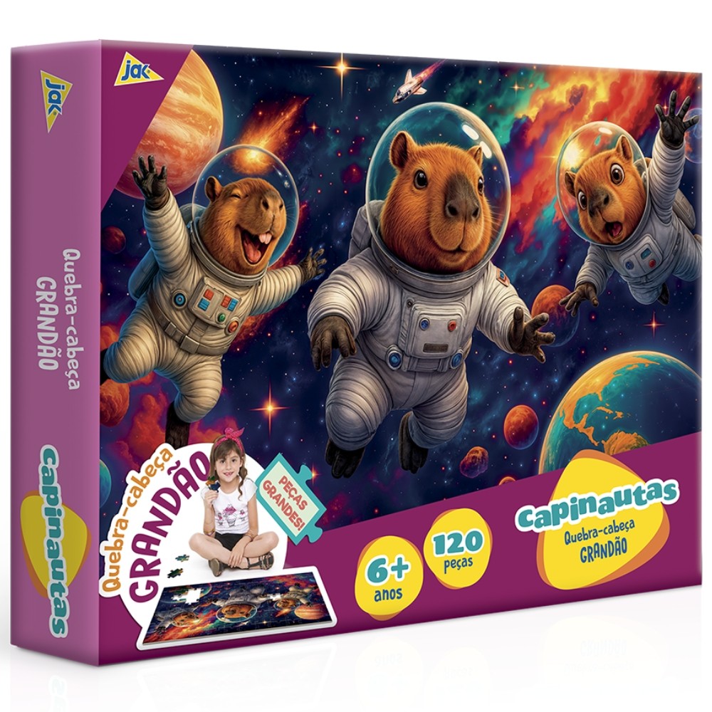 QUEBRA CABEÇA GRANDÃO CAPINAUTAS 120 PEÇAS GRANDES TOYSTER CAPIVARAS ASTRONAUTAS PLANETAS CAPIBARA em Oferta na Shopee