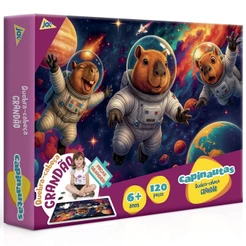 QUEBRA CABEÇA GRANDÃO CAPINAUTAS 120 PEÇAS GRANDES TOYSTER CAPIVARAS ASTRONAUTAS PLANETAS CAPIBARA