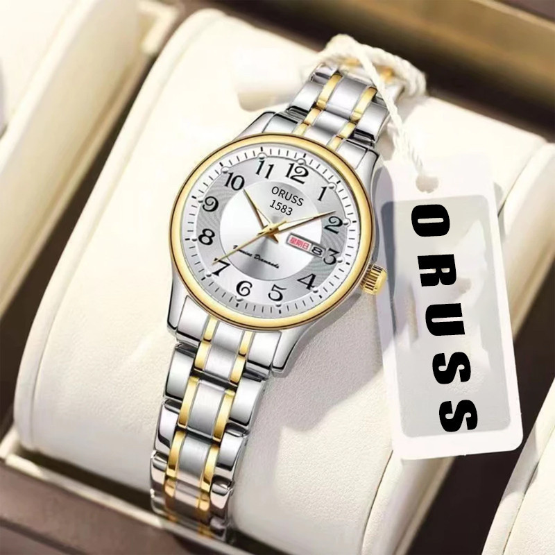 Relógio ORUSS SZ Feminino Aço Inoxidável Dourado – Automático, Quartzo, À Prova d'Água em Oferta na Shopee