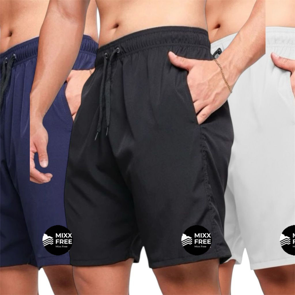 Kit Bermudas Masculinas Short Academia Corrida Dry Fit Tactel com Elastano