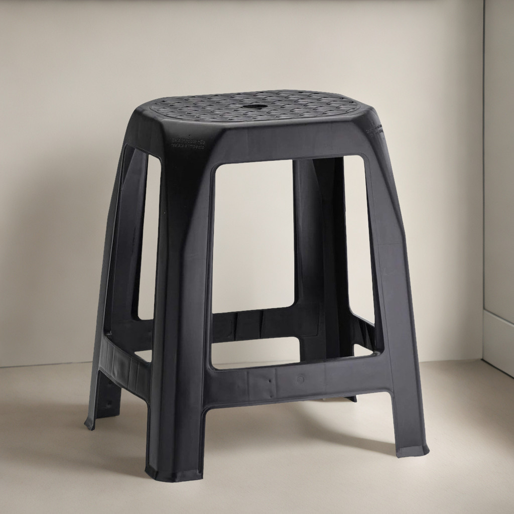 Kit 6 Banquetas Banco Alto 47cm Plástico Reforçado Preto Empilhável Para Cozinha Bar Balcão Festa Comércio