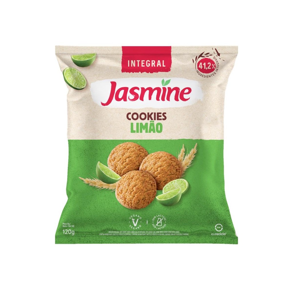 Biscoito Cookie Vegano Integral Limão Jasmine 120g