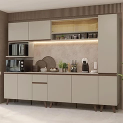 Armário de Cozinha Completa 280 cm Crema Nice Madesa 03