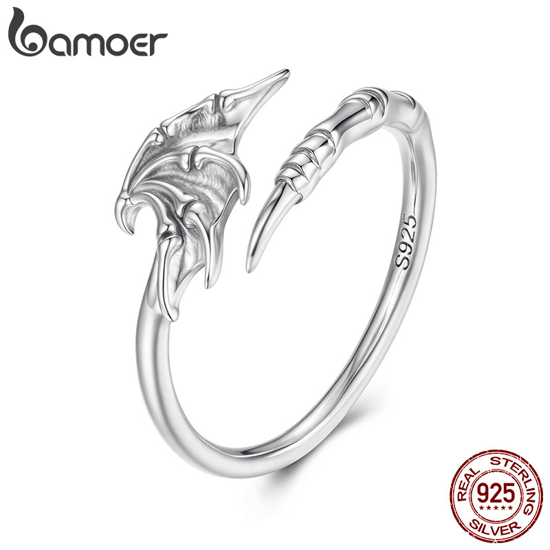 Bamoer Original 925 Prata Esterlina Anel Ajustável Halloween Demônio Asas Design De Moda Jóias Presente Feminino em Oferta na Shopee
