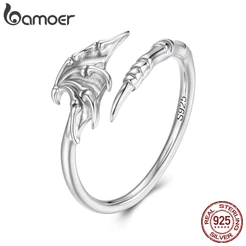Bamoer Original 925 Prata Esterlina Anel Ajustável Halloween Demônio Asas Design De Moda Jóias Presente Feminino