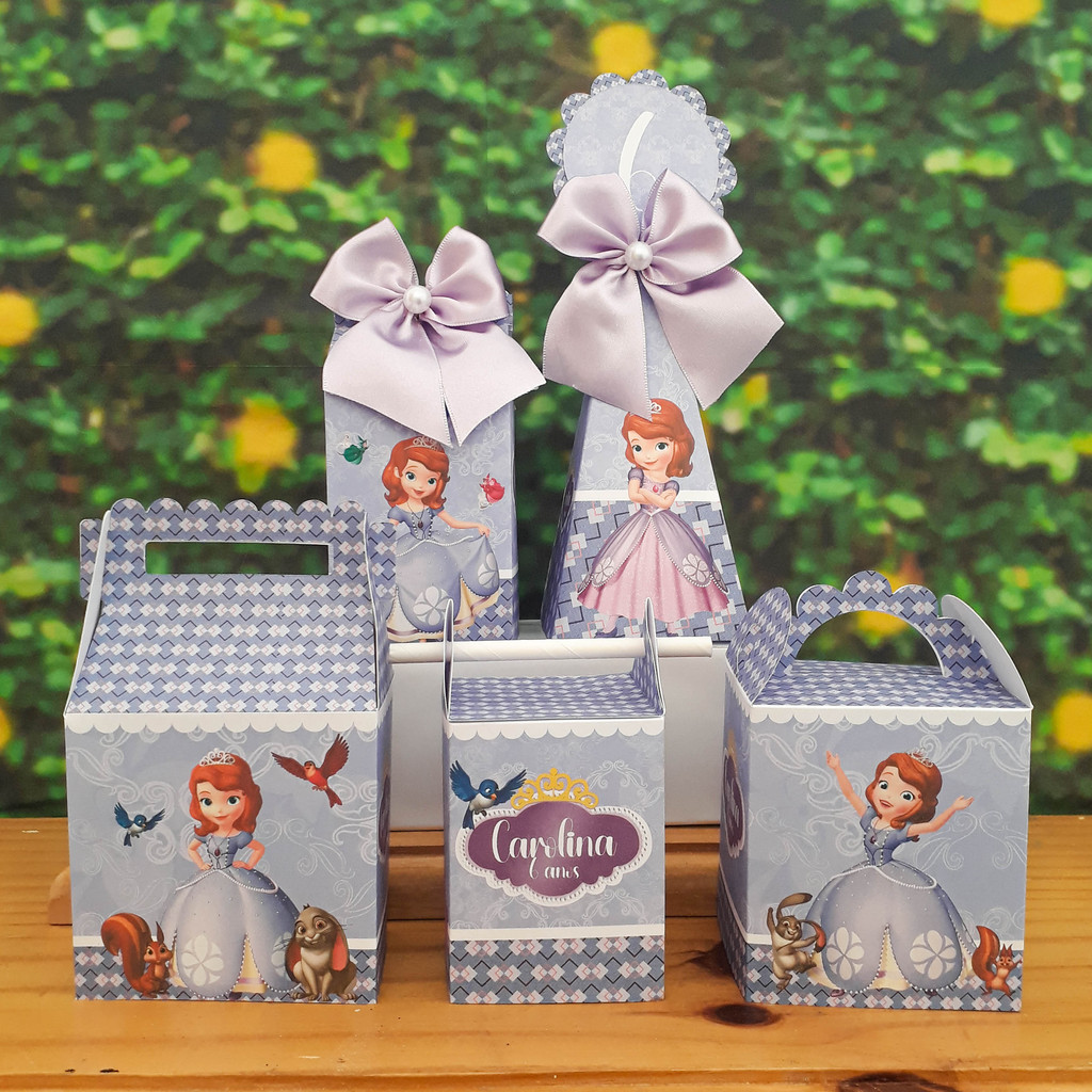 PEGUE E MONTE - Kit Festa Personalizados Princesinha Sofia  FAZEMOS QUAQUER TEMA  Lembrancinhas Caixinhas para festa