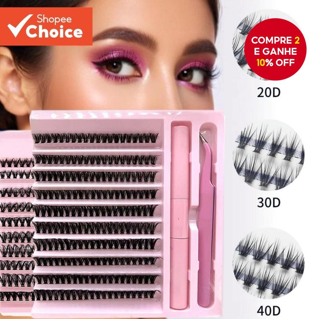 Kit De Pacotes De Cílios Postiços De Vison-200 Clusters De Volume 30D Individuais Para Extensões DIY