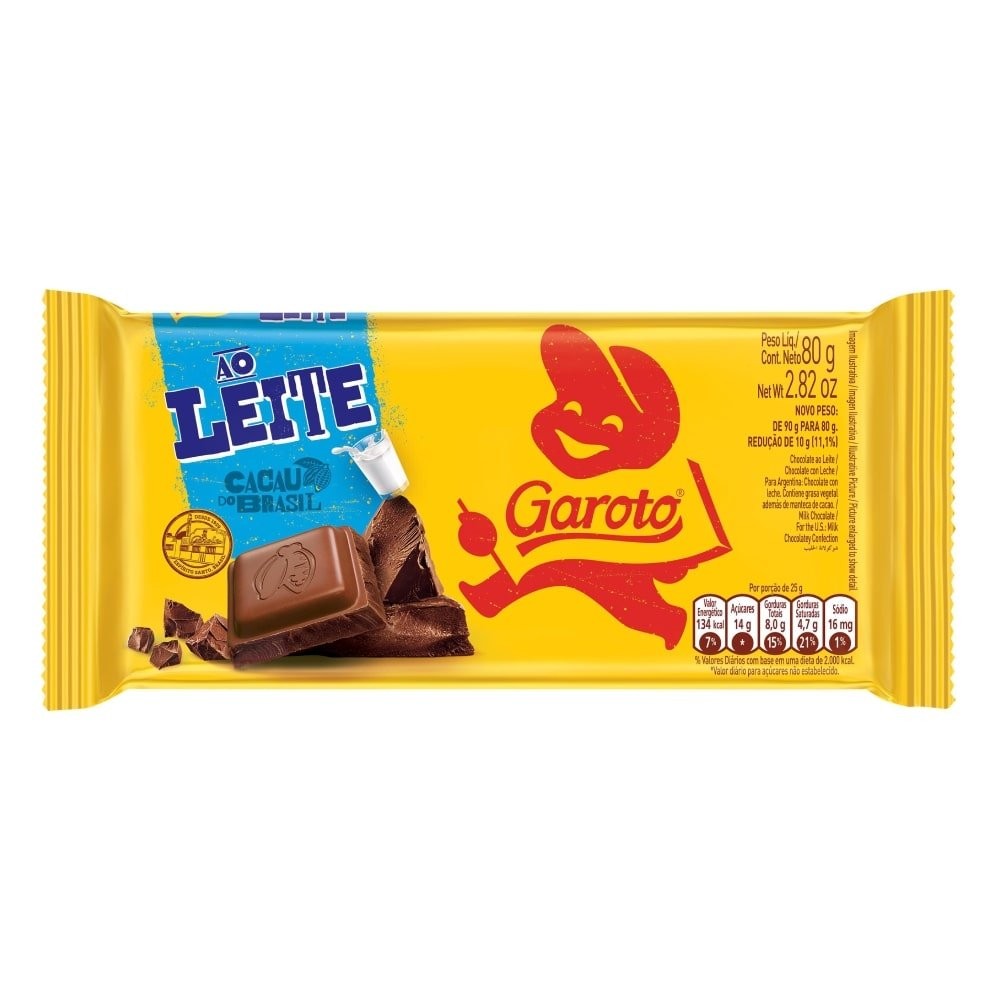 Chocolate Ao Leite Garoto 80g - Embalagem com 16 Unidades