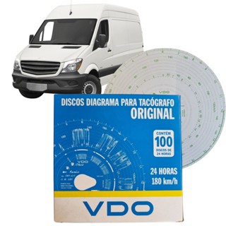 Disco Diagrama para Tacógrafo Diário 24h - 180km/h - 100 un -Universal / VAN (VDO 140240010F) em Oferta na Shopee