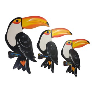 Trio de Tucano G Decorativo de Parede em MDF Casa Jardim Varanda Sala em Oferta na Shopee