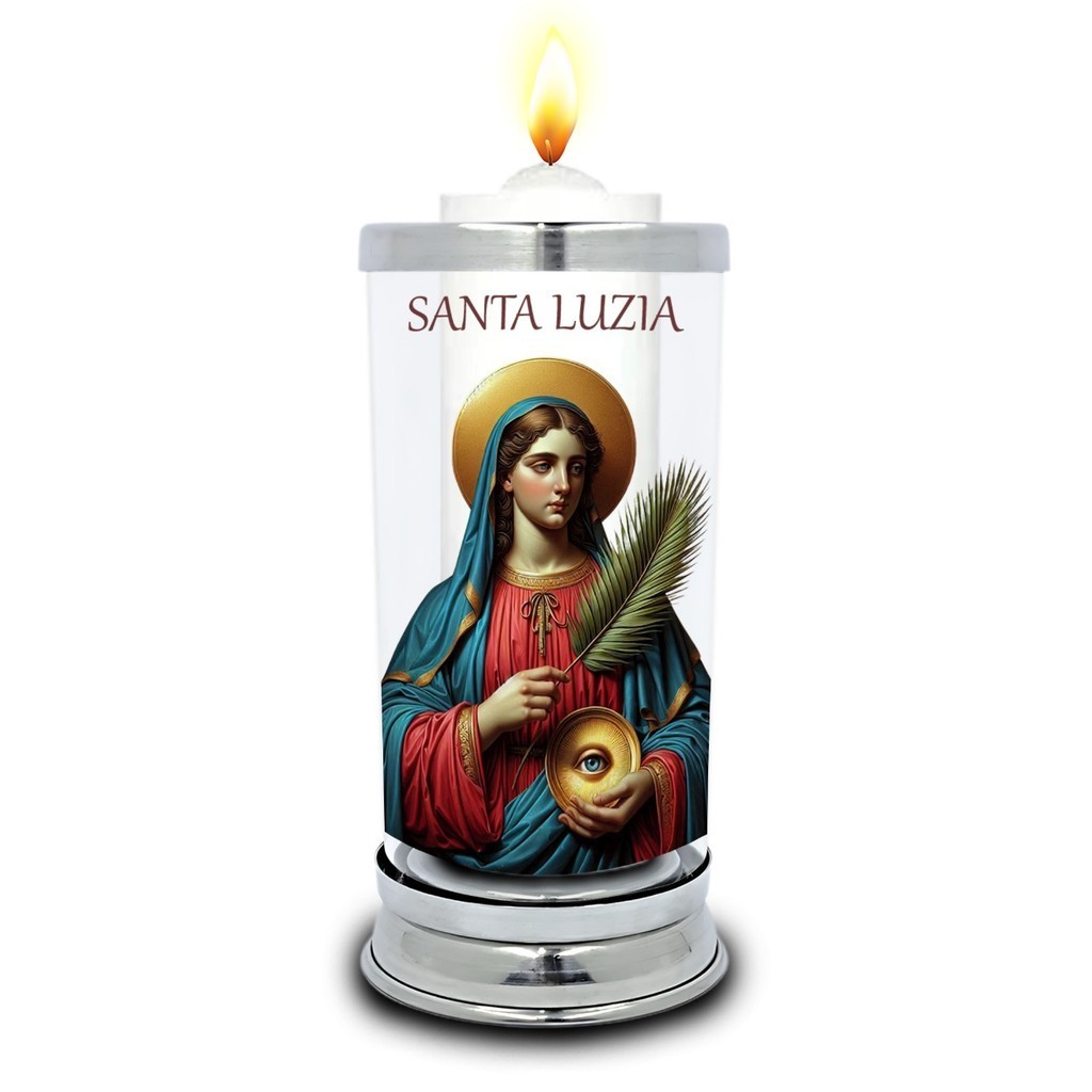 Protetor de Velas 7 dias Santa Luzia Castiçal Vidro