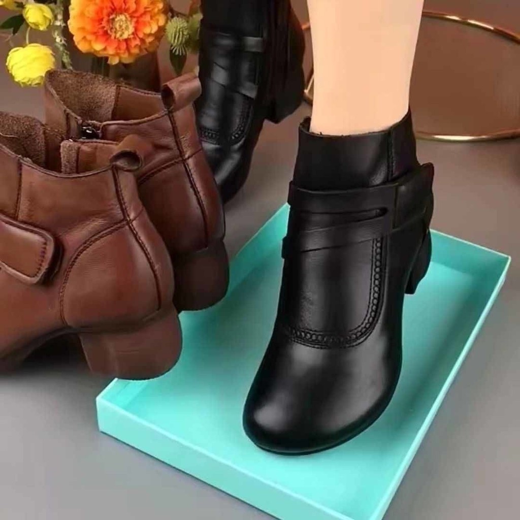 2024 Novas Botas Martin De Outono E Inverno Para Mulheres Retro Calcanhar Britânico Estilo Médio Grosso Mãe
