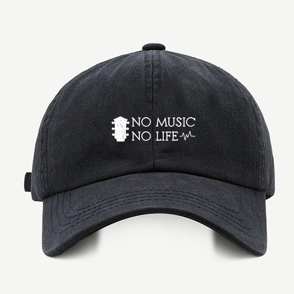 Bone baseball masculino preto Sem Musica Sem vidaCom regualgem cores bege e branco