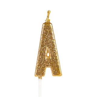 Vela de Aniversario Metalizada com Glitter Dourada Todas as Letras Silver Festas Monte sua Palavra