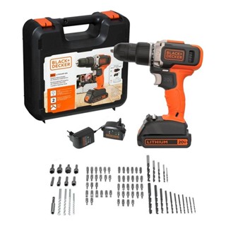 Parafusadeira/Furad Imp 3/8" + 1 Bateria 20V 1.5Ah + Carregador + Jogo 80 Peças + Maleta Black & Decker BCD704C1KA-BR em Oferta na Shopee