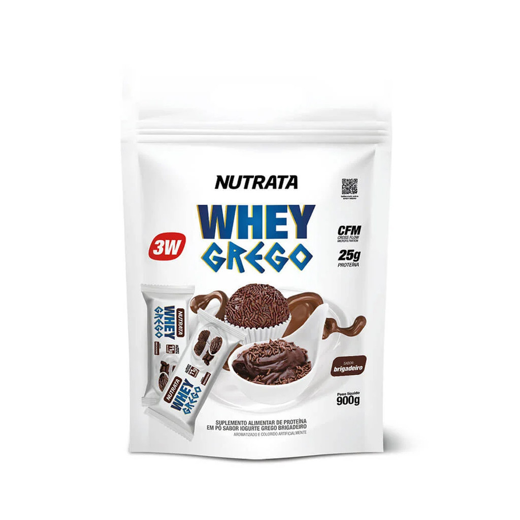 Whey Protein 3W Grego Sabor Brigadeiro Refil 900g Nutrata