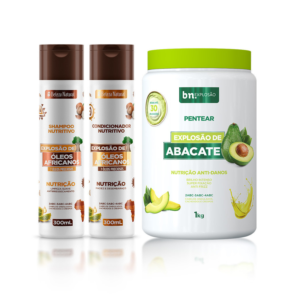 Kit Beleza Natural Duo Óleos Africanos + Pentear de Explosão de Abacate 1Kg - Beauty