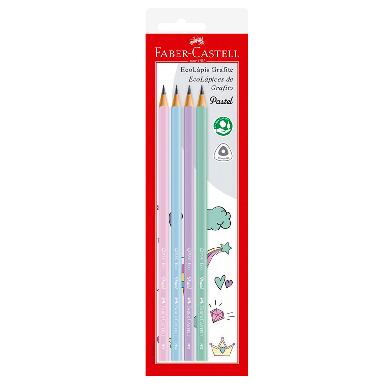 Lápis preto Max tons pastel SM/1205PASTEL com 4 unidades Faber-Castell
