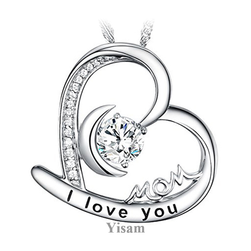 Yisam Luxury Fashion New Mother's Day Gift Criativo Amor Mãe E Filho Colar Concêntrico Micro-inlaid Zircon Hug Clavicle Chain