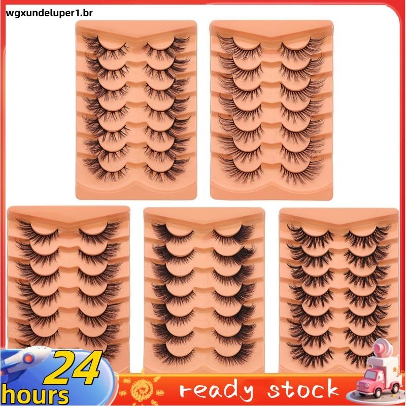 7 Pares Pestanas De Mink Cílios Invisíveis Extensão De Falsas Naturais 3D Wispy Fake Lashes