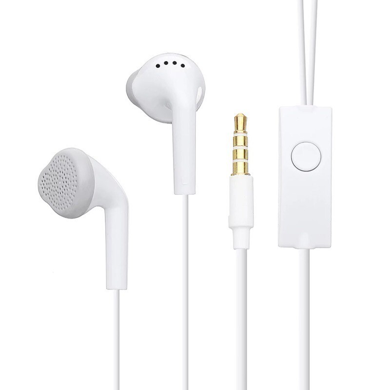 Fone de ouvido branco headset com fio e microfone, entrada de 3.5mm, para celular 120cm de fio