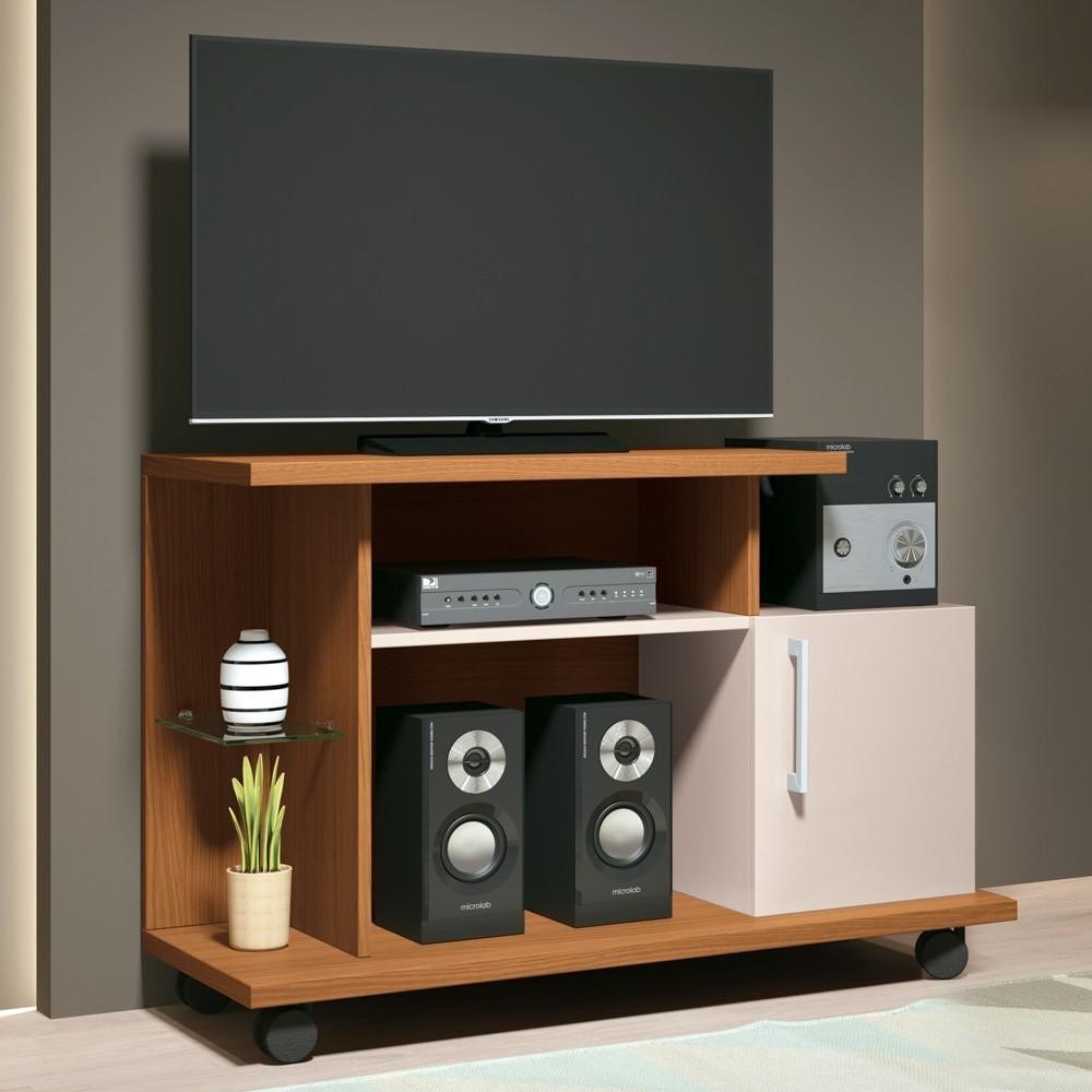 Rack para Sala Pequena TV até 26 Pol. 100cm Marte H01 Off White/Cinamomo - Mpozenato em Oferta na Shopee