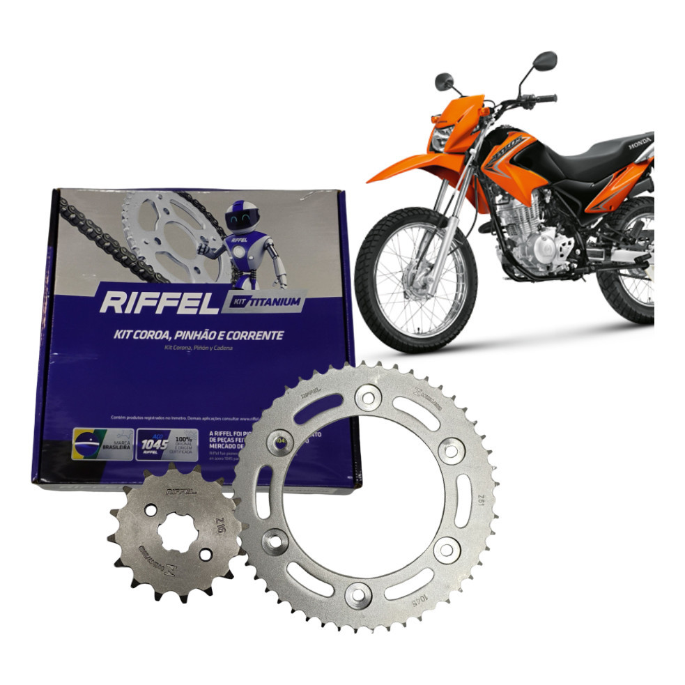 Kit Relação Transmissão Nxr 125 Bros 2013 A 2015 Riffel