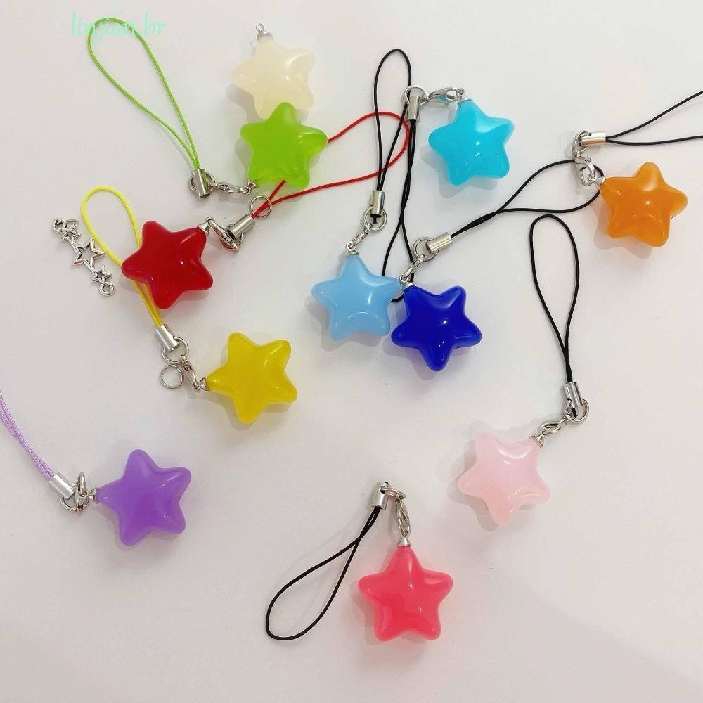 LINJIAN Star Phone Strap , Pendant Hanging Rope , Chaveiro De Moda Universal Stylish Mobile Chain Jóias De Menina
