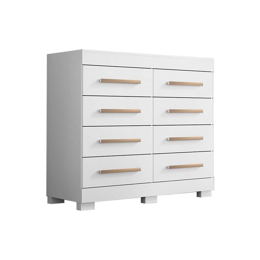 Cômoda de Quarto Nalu c/ 8 Gavetas Branco - ACP - Home & Living