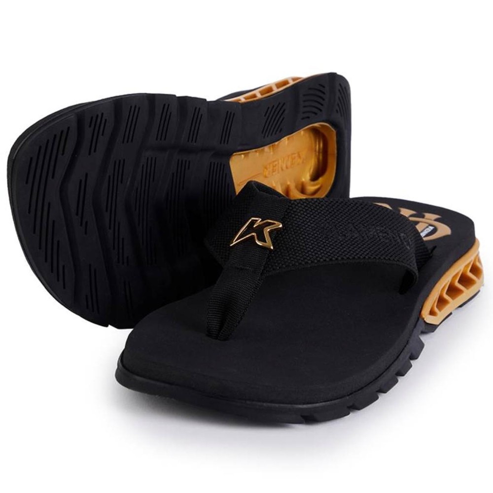 Chinelo Kenner Flamengo Rakka Masculino - Preto e Dourado - Men Shoes