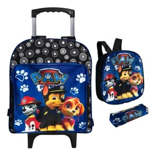 Kit Mochila Escolar Para Creche Modelo Patrulha Menino Azul Com Rodinhas Lancheira + Estojo Promoção Barata em Oferta na Shopee